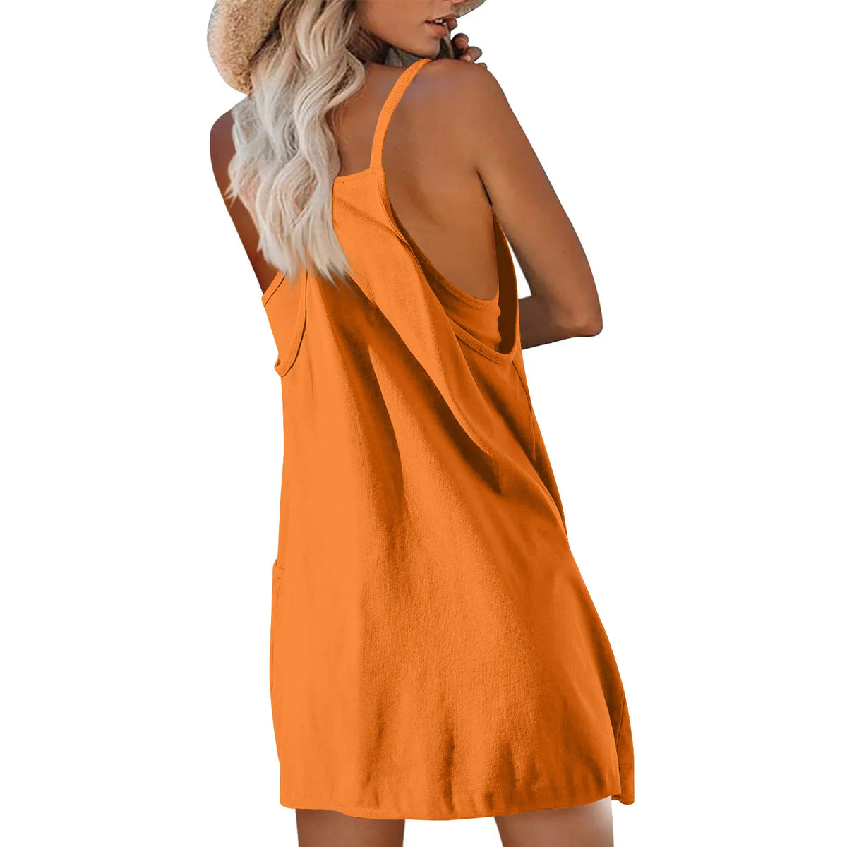 Women's Tennis Dress Solid Color Pocket Sexy Suspender Fake Two-piece Loose Breathable Comfortable Sports Dress