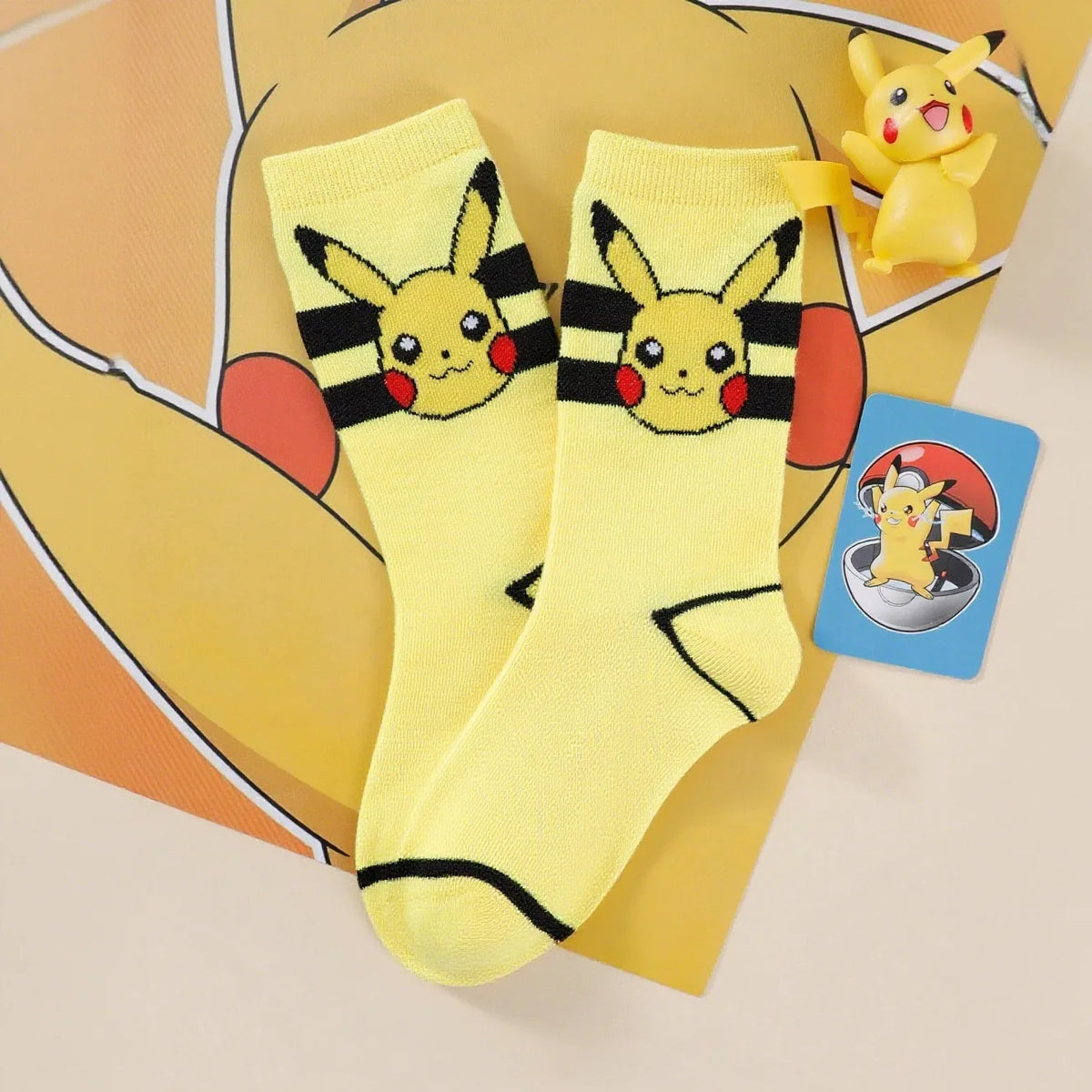 1/3 Pairs Pikachu Cartoon Anime Knit Breathable Mid-Calf Socks Unisex