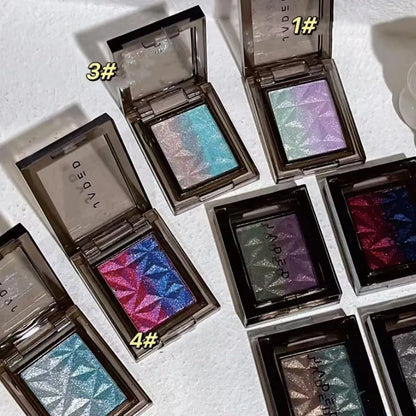 Chameleon Gradient Eyeshadow Palette Glitter Smokey Silver Blue Highlighter Metallic Pearlescent Eyes Makeup Lasting Brightening