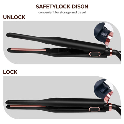 Small Flat Iron for Short Hair, Temperature Adjustable Pencil Flat Iron Fast Heat Up, 3/10 Inch Beard Straightening Iron