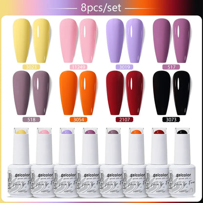 Arte Clavo 8Pcs/Set Gel Nail Polish Set 15ml Colorful Semi Permanent For Manicure Varnish Soak Off UV LED Nail Art Gel Kits