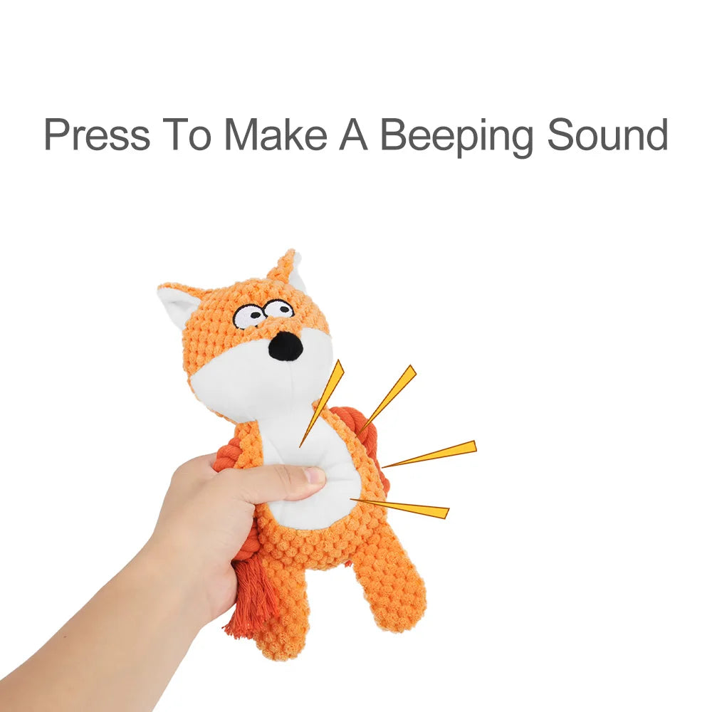Cute Animal Rope Dog Toy Cute Plush Puppy Chew Pet Squeak Knot Toy Cartoon Rabbit Monkey