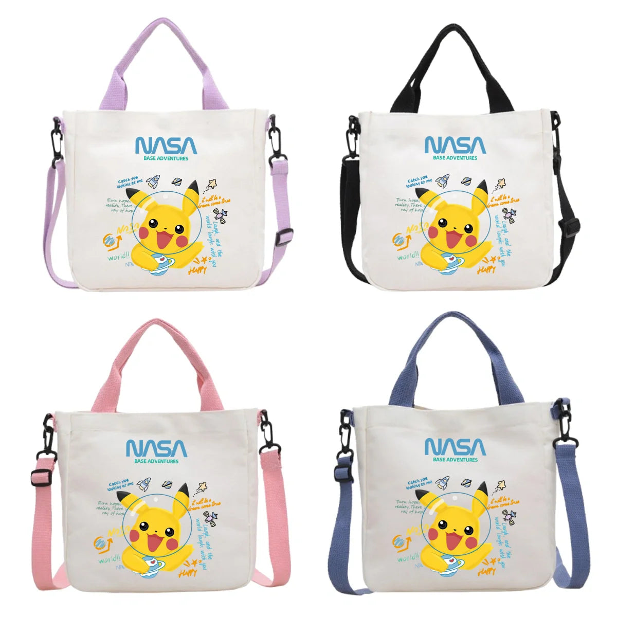 Anime Pokemon Pikachu Canvas Shoulder Bag Cute Cartoon Pattern Print Handbag Boys Girls Leisure Crossbody Bag Birthday Gift