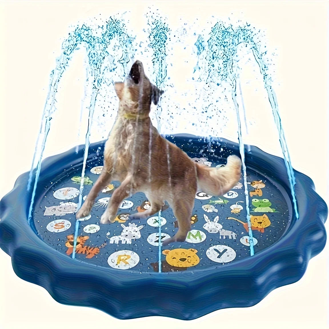 Heavy-duty Outdoor Pet Bath Basin with Water Spray Function - Anti-slip Dog Water Play Cooling, water spraying, and ice cooling