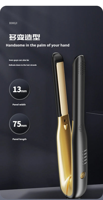 2-in-1 Mini Hair Straightener & Curler - Ceramic Fast Heating 140-220°C - Portable Flat Iron for Short Hair Travel Styling