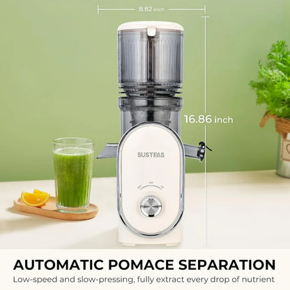 Cold Press Juicer, 5.3" Feed Chute Slow Masticating Machines with 300W, Fit Whole Fruits & Vegetables, High Juice Yield, Easy to