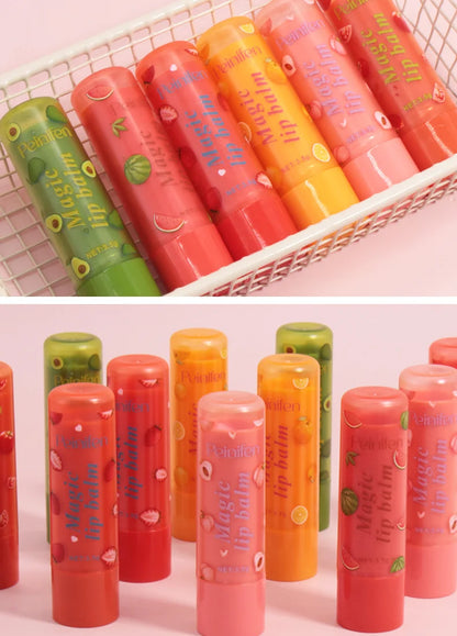 6Pcs Fruit Flavor Lip Balm Set Peach Strawberry LongLasting Moisturizing Lip GlossTransparent Shiny Non StickyHydrating Lip Care