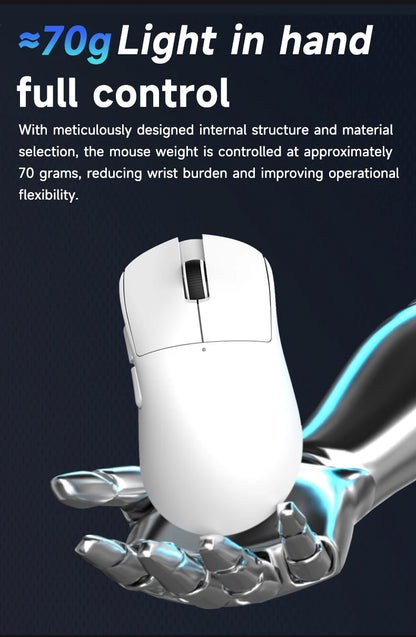 AJAZZ NJ08 Tri-Mode Wired/2.4G/Bluetooth Gaming and Office Mouse with RGB Lighting and Lightweight Design