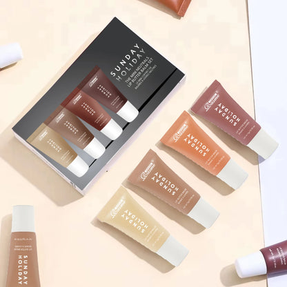 Vanilla Beige Lip Balm Moisturizing Transparent Lipstick Set Smooth Soft Tube Mirror Lip Gloss Lip Makeup
