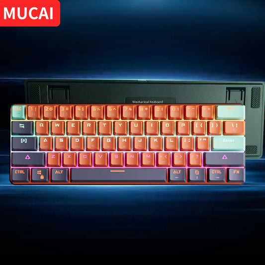MUCAI 61 key USB hot swappable wired e-sports mechanical keyboard LED backlit axis gaming mechanical keyboard desktop red axis