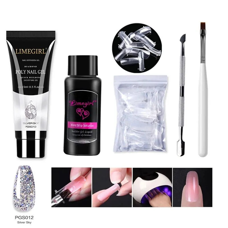LIMEGIRL 15ml Nail Extension Gel Set Quick Extend Mold Nail Kit Gel Set For Manicure Tools Vernis Semi Permanent Set