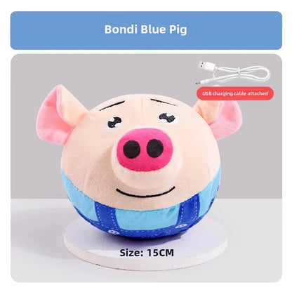 New Dog Toys Interactive Puzzle Electric Plush Jumping Ball USB Rechargeable Clown Cartoon Dog Training Toy Piggy Pet Product