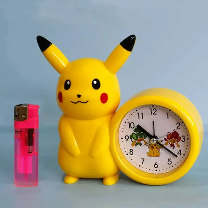 Anime Pokemon Pikachu Figures Clock Catoon Kawaii Model Action Decoration Toy Alarm Pointer Watch Student Gift