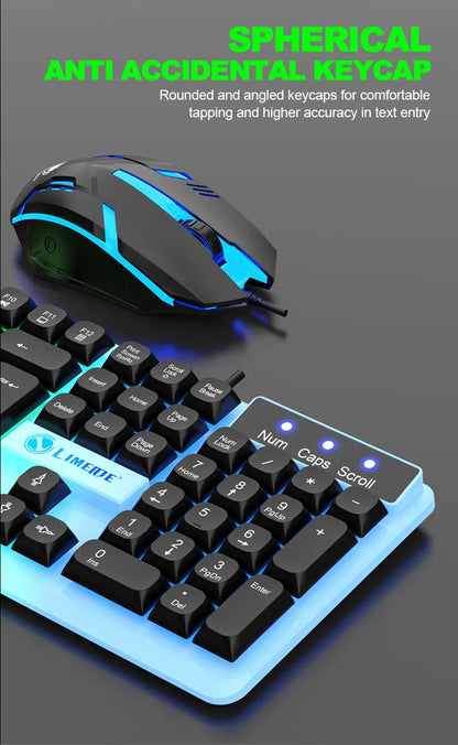 NG GTX350 Gaming Keyboard Mouse Combos Computer Laptop Backlight Gamer Kit LED Wired Usb Keyboard GTX350 Set-Black