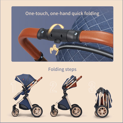 All-in-One Luxury Stroller: Versatile 3-in-1 High Landscape Pram with Reversible Seat Mode