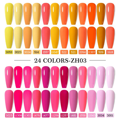 Arte Clavo 15ml 24pcs/Set Gel Nail Polish Set Kit Semi Permanent Base Top Coat LED Varnish Summer Neon Colors UV Nails Art Gel
