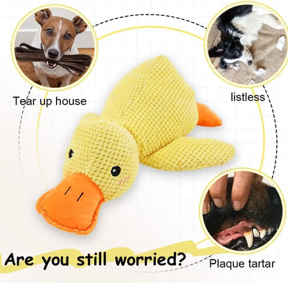 Duck dog toy plush chew resistant durable dog toy with quacking sound teeth grinding relief soft companion for small large dog