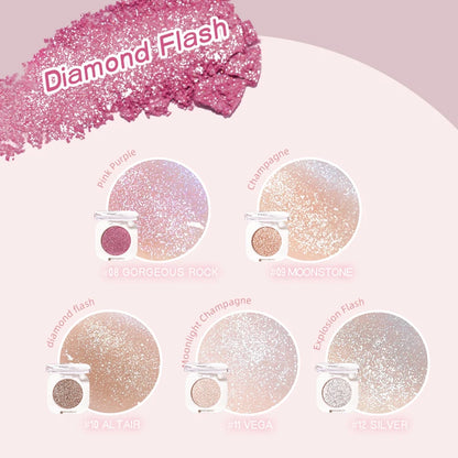Monochrome Glitter Champagne Eyeshadow Diamond Waterproof Matte Eyeshadow Palette Pearlescent Glitter Shiny Eyes Makeup Cosmetic