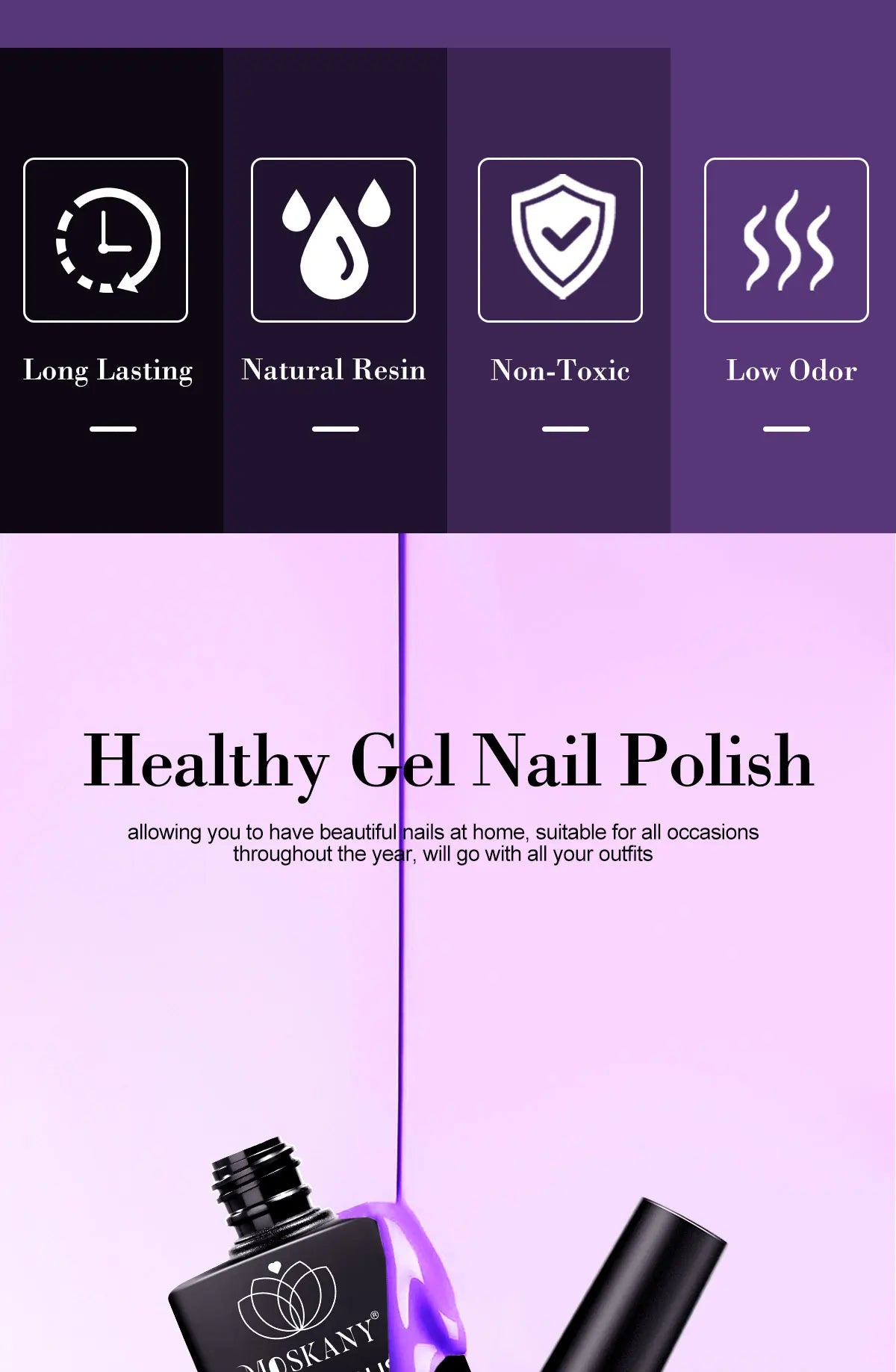 MOSKANY 12ML Nail UV Gel Polish Set Pink Red Manicure 6 Color Soak Off Semi Permanent UV Gel Polish Varnish Kit Nails Supplies