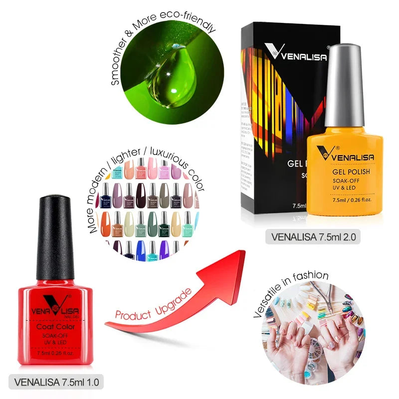 Venalisa VIP4 Nail Gel Polish HEMA/TPO FREE Full Coverage Beautiful Semi Permanent Soak Off UV LED Gel Nail Polish Gel Lacquer