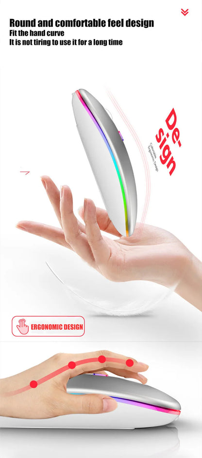 Wireless Mouse For Laptop PC Bluetooth Rechargeable Mouses Wireless Computer Silent Mice LED Backlit Ergonomic Gaming Mouse