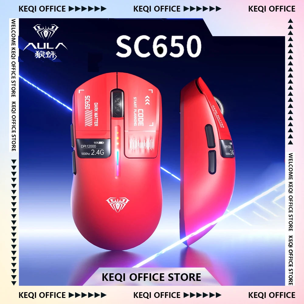 AULA SC650 Wireless Mouse Tri Mode Lightweight Design PAW3311 Sensor 12000dpi 1000Hz gaming mice Customized Pc Accessories gifts