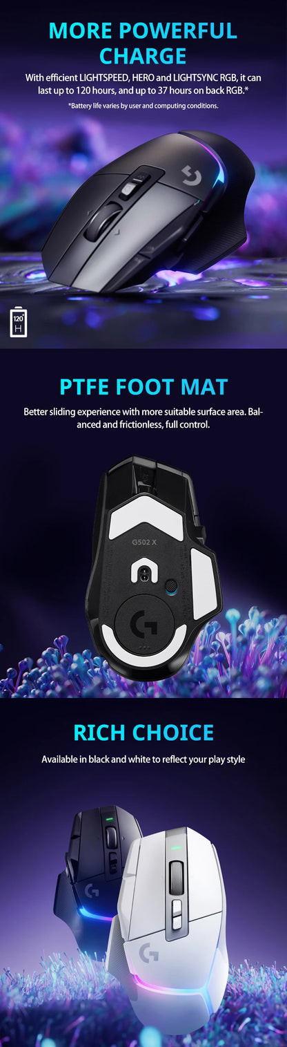 Logitech G502 X PLUS LIGHTSPEED Wireless Gaming Mouse, 25K Hero, 8K Polling, RGB Lighting, Programmable eSports Mouse
