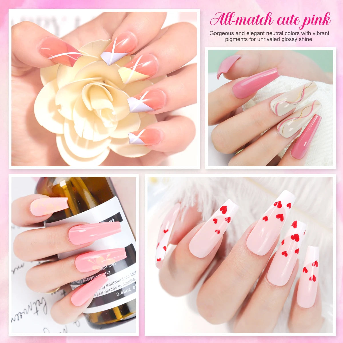 MOSKANY 12ML Nail UV Gel Polish Set Pink Red Manicure 6 Color Soak Off Semi Permanent UV Gel Polish Varnish Kit Nails Supplies