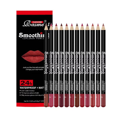 12 pcs Long-Lasting Lipstick Set with Professional Lip Liner Pencil and Matte Lip Gloss for Women Valentine's Day Gifts