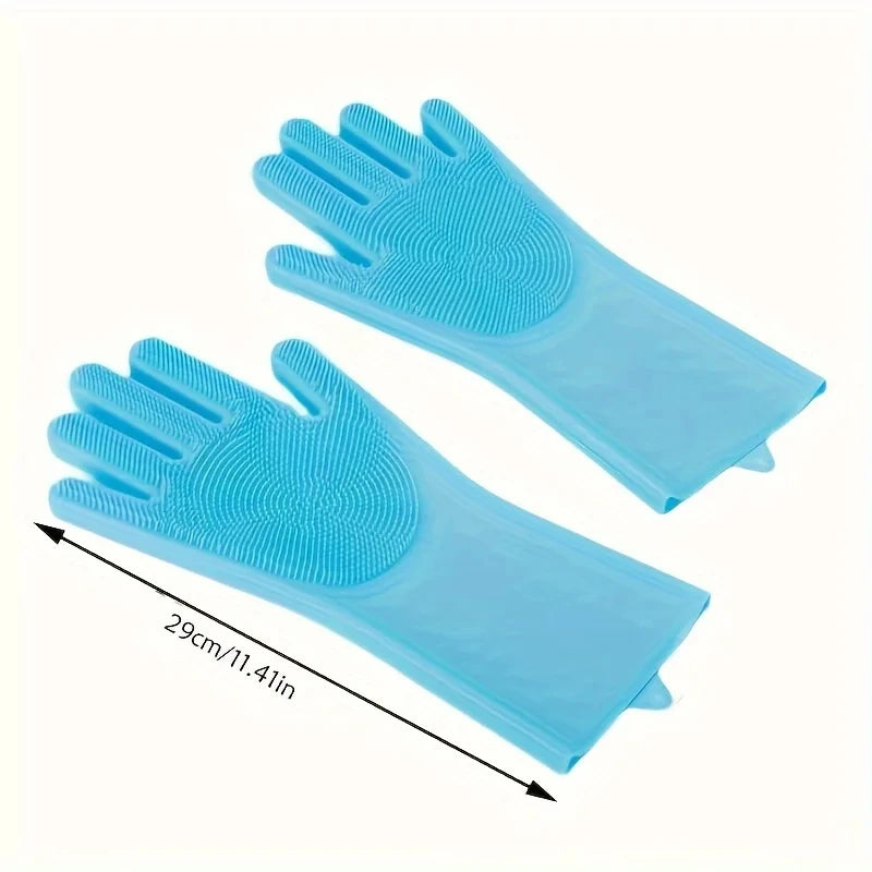 Bite-Proof Pet Scrubbing Bath Gloves: 2-in-1 Waterproof Silicone Grooming & Shampoo Scrubber