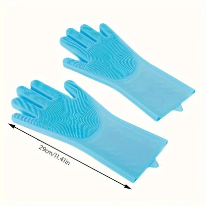 Bite-Proof Pet Scrubbing Bath Gloves: 2-in-1 Waterproof Silicone Grooming & Shampoo Scrubber