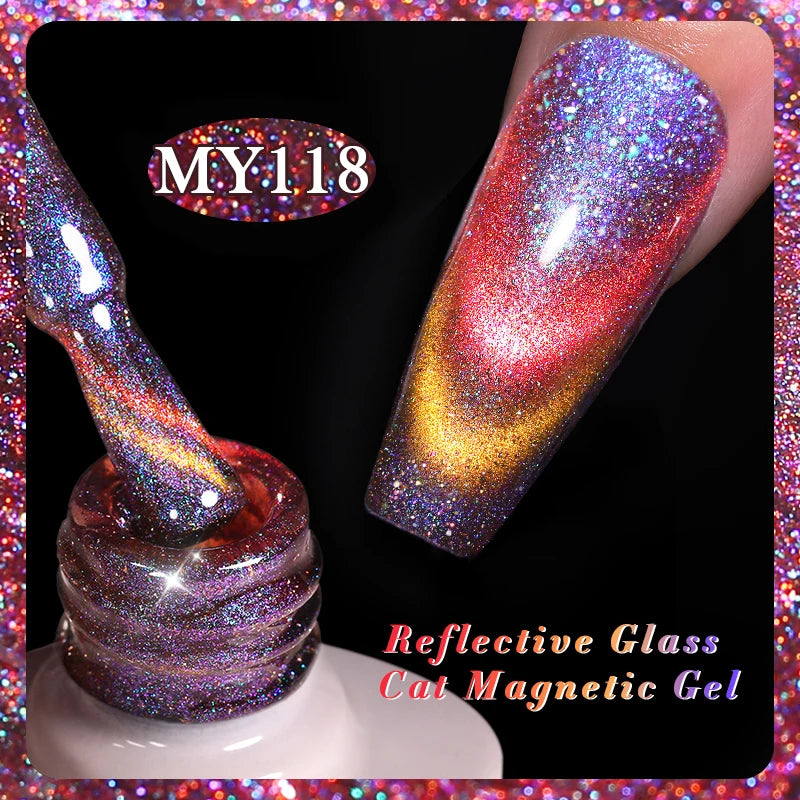 BORN PRETTY Sparkling Glass Bead Cat Magnetic Gel Nail Polish Flash White Spar Red Color Semi Permanent Soak Off UV Gel Varnish
