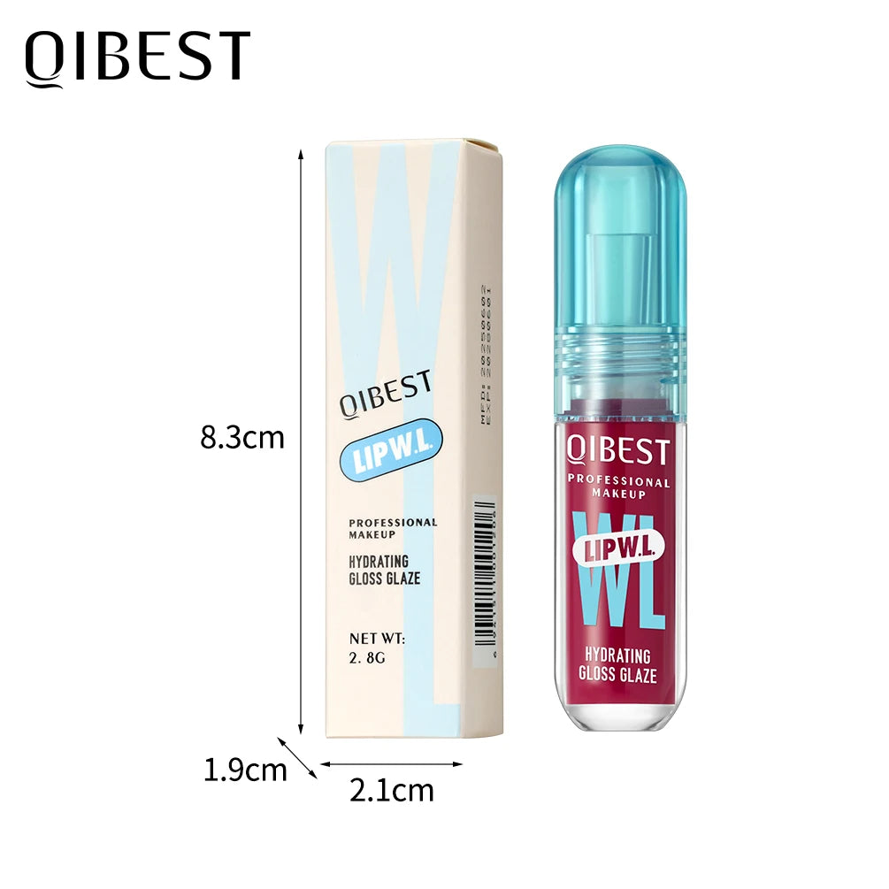 QIBEST Crystal Lip Gloss Mirror Watery Lip Glaze Long Lasting Moisturizing Lip Balm Plumping Gloss Oil Hydrating Makeup Lip Tint
