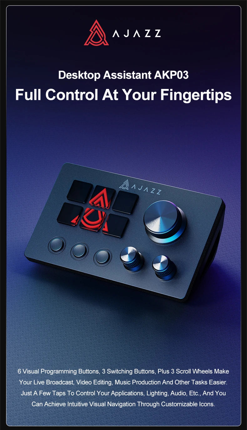 Ajazz AKP03E/153E Desktop Helper Desk Console Panel Controller Programmable Macro Custom Button Mini Keyboard Multiple Scenario