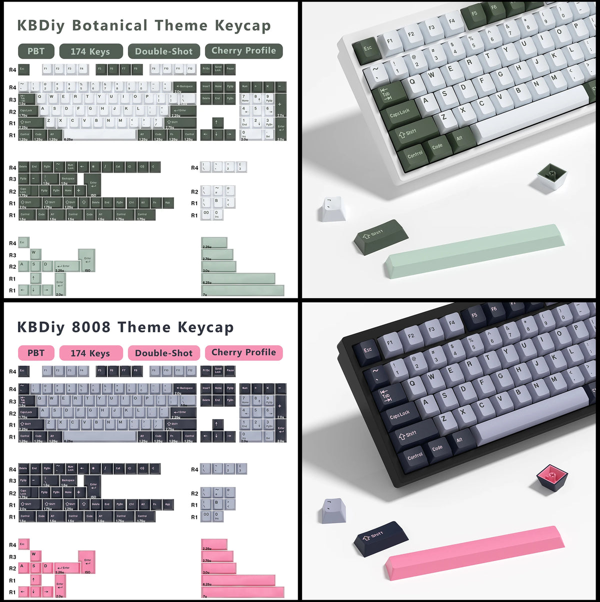 KBDiy GMK Keycap Double Shot GMK Olivia Shoko Jamon WOB Red Samurai Botanical PBT Keycaps Cherry Profile for Mechanical Keyboard