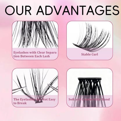 10 rows, 120 clusters of natural eyelashes, glue free eyelashes, self-adhesive false eyelashes,  makeup, eyelash extension