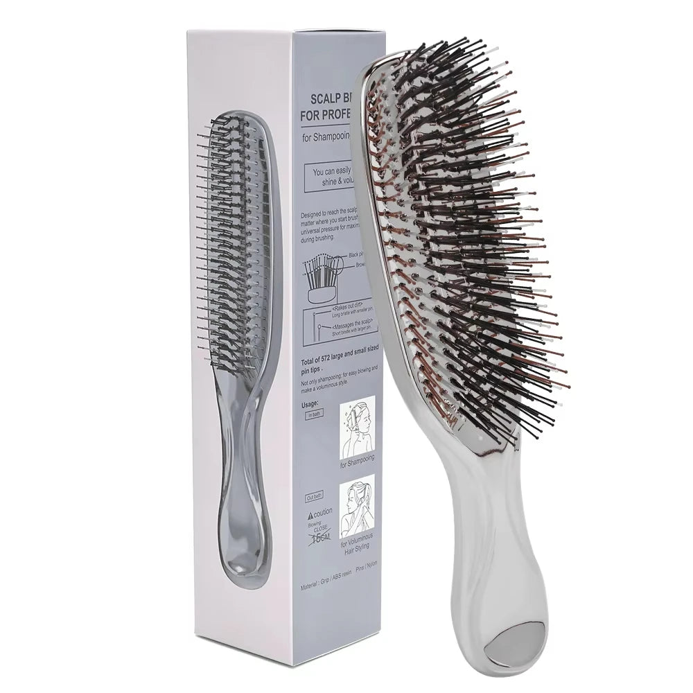 Japanese Premium Head Massager Scalp Brush Hair Massager Shampoo Brush Wet Plastic Detangling Brush Hair Cleaning Comb Rose Gold