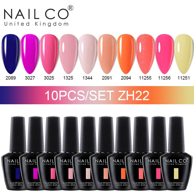 NAILCO 15ml Gel Nail Polish Set 30pcs/Lot Gel Polish Nail Soak Off UV LED Semi-Permanent Varnishes Nail Art Salon Free Shipping