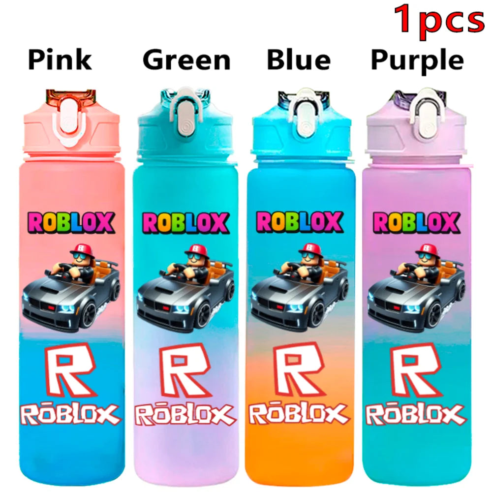 750ml Roblox Cartoon Large Capacity Gradient Color Straw Bottle Camping Drinking Tools Student Game Periphery Plastic Sports Cup