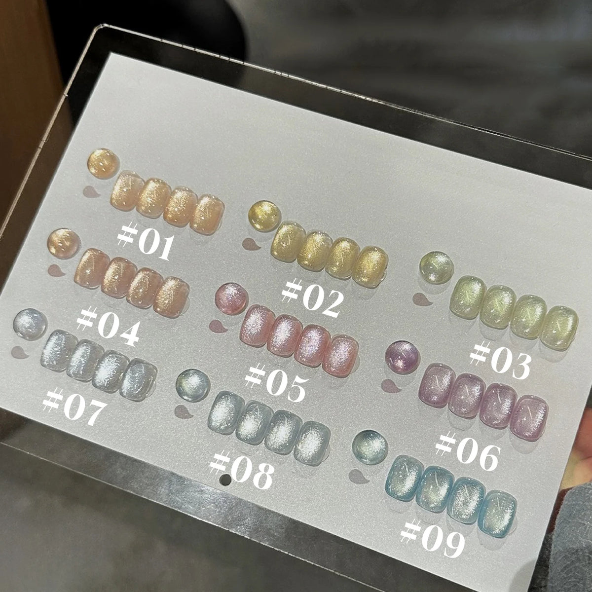 MIANEL 1-16PCS Light Smoke Magnet Cat Eye Gel Nail Polish 2025 New Glass Bead Nude Pink Nail Glue Pink Nails Blue Nails Nail Art