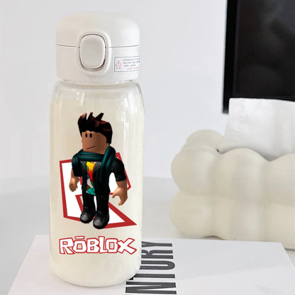 600ml Game Roblox Transparent Straw Water Cup Portable Large Capacity Straw Water Bottle Student Water Cup Plastic Sports Cup