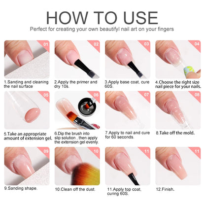 LIMEGIRL15ml Nail Gel Kit for Quick Expansion Nail Art Polymer Gel Nail Tool Finger Expansion Acrylic Gel Polisher Nail Art Set