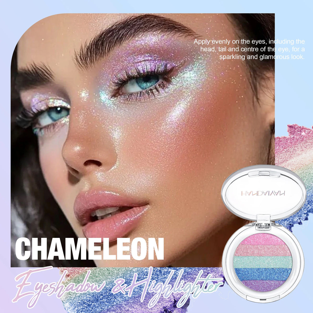 Multipurpose Pressed Powder Eyeshadow Palette Waterproof Long Lasting Highly Pigmented Rainbow Highlighter Chameleon Makeup
