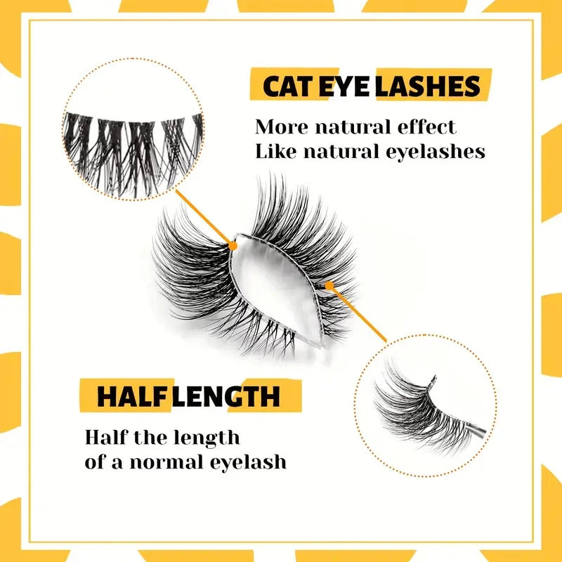 10 Pairs Elegant Faux False Eyelashes, Wispy Cat Eye Design for Natural Fluffiness - Perfect for Everyday Glam