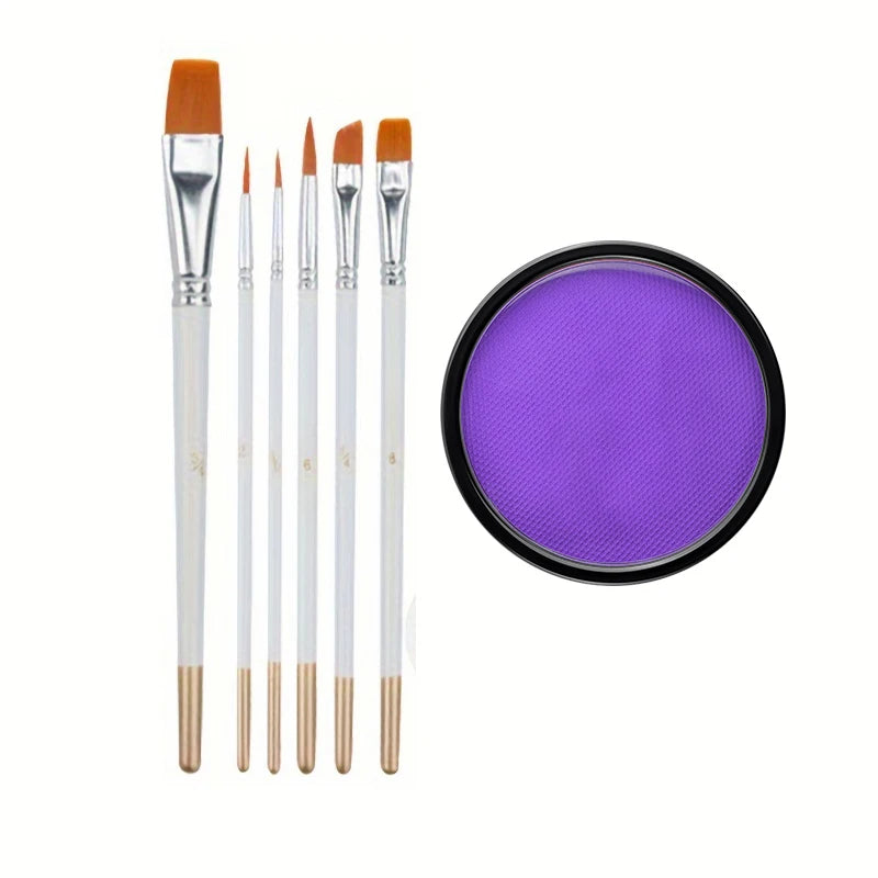 Black White Red 30G Monochromatic Water Solubility Body Makeup Face Paint with Brushes for Halloween Christmas Masquerade Party