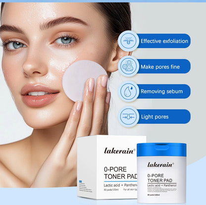 lakerain 0-PORE Toner Pads: Lactic Acid & Panthenol Exfoliating Treatment (80 Pads)