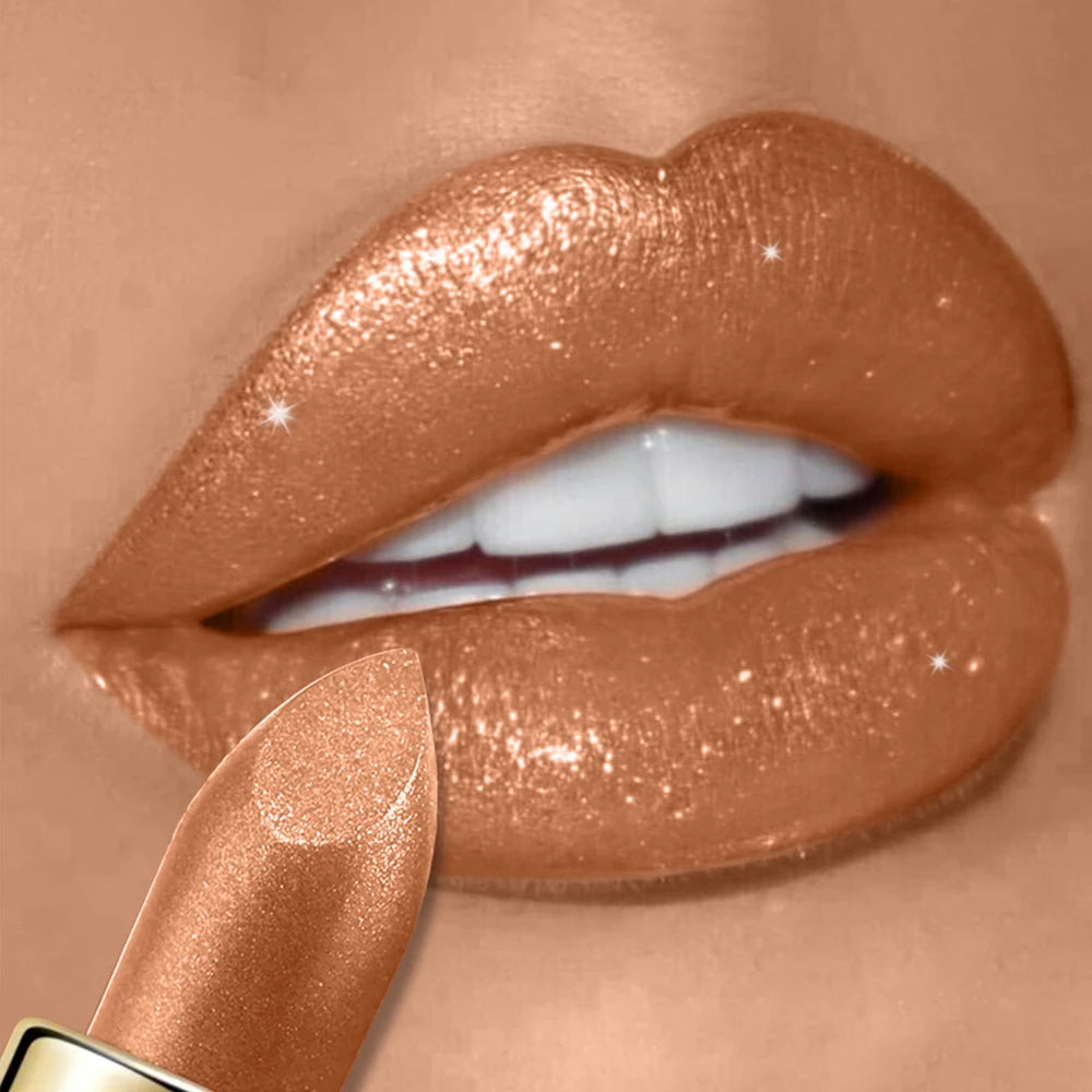 10  Colors Glitter Lipstick Waterproof Long Lasting Diamond Pearlescent Metallic Lipstick Lipgloss Women Lips Makeup Cosmetic