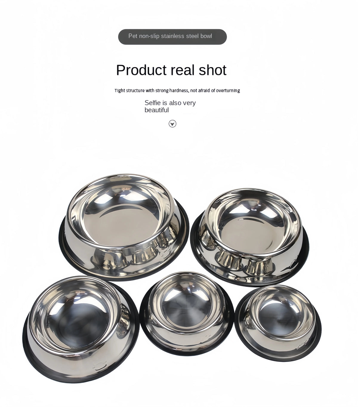Pet Dog Cat Stainless Steel Bowl Pet Feeding Bowl Cat and Dog Drinking Bowl Metal Feeder Bowl Durable Easy To Clean 6 Sizes