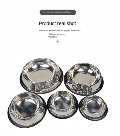 Pet Dog Cat Stainless Steel Bowl Pet Feeding Bowl Cat and Dog Drinking Bowl Metal Feeder Bowl Durable Easy To Clean 6 Sizes