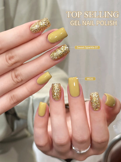 2/16pcs Nail Art Candy Sequins Solid Color Nail Polish Gel Set, Color Sequins with Solid Color Shiny Gloss Nail Art DIY